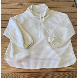 Max Studio Waffle Knit Cowl Neck Top Size 2X Women’s White